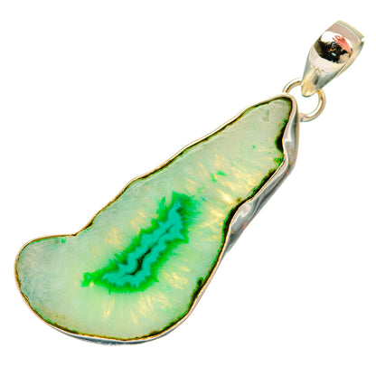 Green Geode Slice Pendants handcrafted by Ana Silver Co - PD29179 - Photo 2