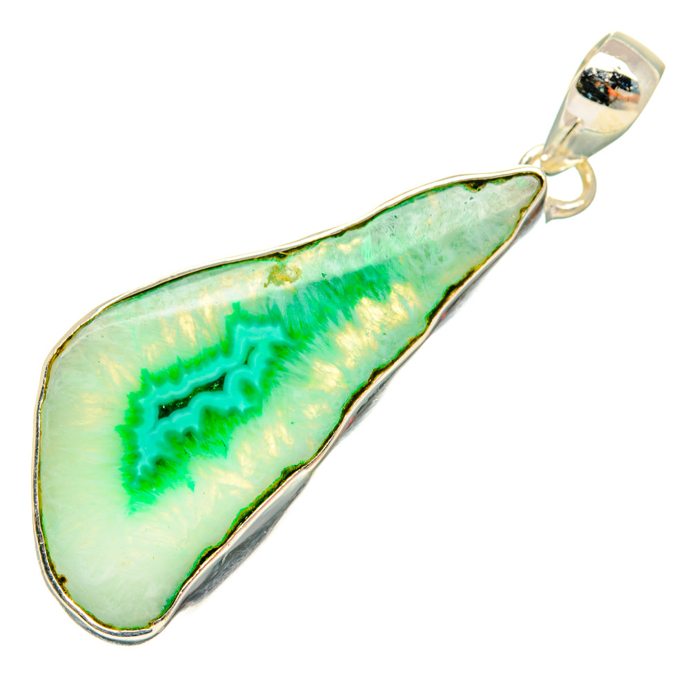 Green Geode Slice Pendants handcrafted by Ana Silver Co - PD29185 - Photo 2