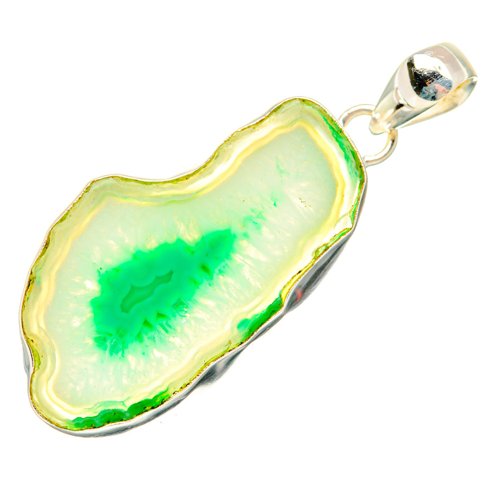 Green Geode Slice Pendants handcrafted by Ana Silver Co - PD29189 - Photo 2