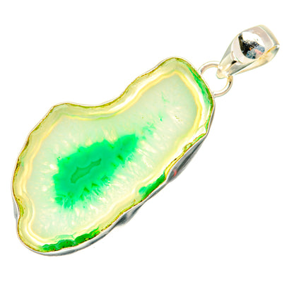 Green Geode Slice Pendants handcrafted by Ana Silver Co - PD29189 - Photo 2