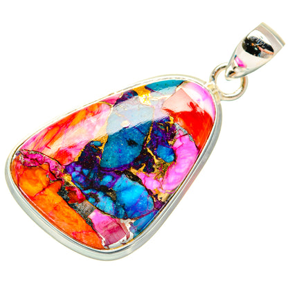 Kingman Pink Dahlia Turquoise Pendants handcrafted by Ana Silver Co - PD29197 - Photo 2