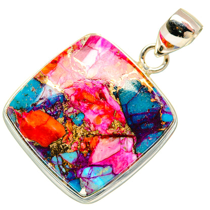 Kingman Pink Dahlia Turquoise Pendants handcrafted by Ana Silver Co - PD29199 - Photo 2