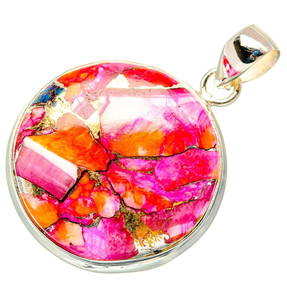 Kingman Pink Dahlia Turquoise Pendants handcrafted by Ana Silver Co - PD29200 - Photo 2