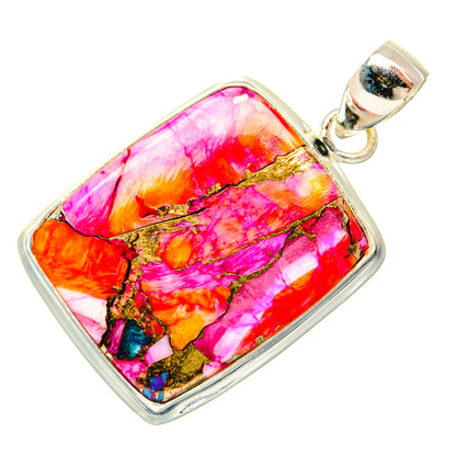 Kingman Pink Dahlia Turquoise Pendants handcrafted by Ana Silver Co - PD29203 - Photo 2