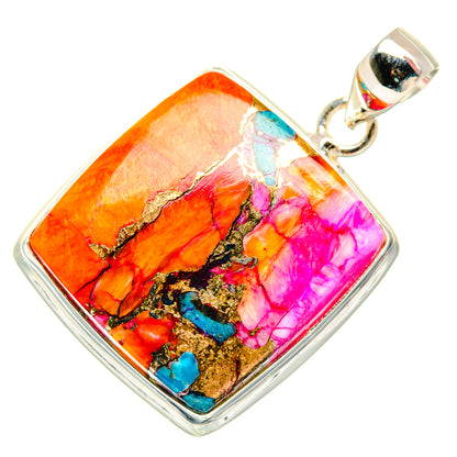 Kingman Pink Dahlia Turquoise Pendants handcrafted by Ana Silver Co - PD29205 - Photo 2