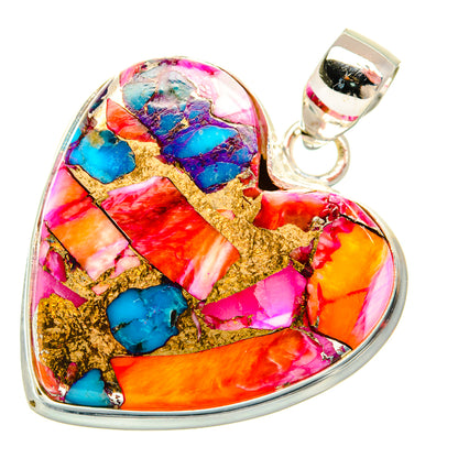 Kingman Pink Dahlia Turquoise Pendants handcrafted by Ana Silver Co - PD29207 - Photo 2