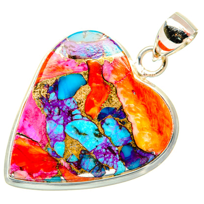 Kingman Pink Dahlia Turquoise Pendants handcrafted by Ana Silver Co - PD29213 - Photo 2