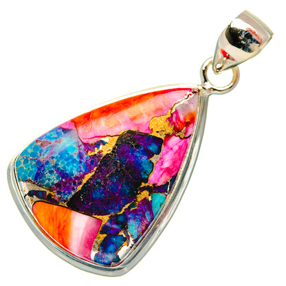 Kingman Pink Dahlia Turquoise Pendants handcrafted by Ana Silver Co - PD29214 - Photo 2