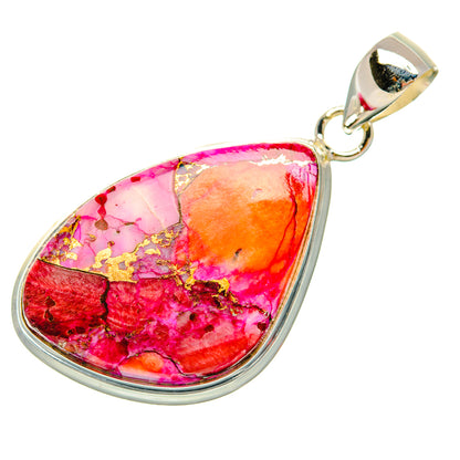 Kingman Pink Dahlia Turquoise Pendants handcrafted by Ana Silver Co - PD29218 - Photo 2