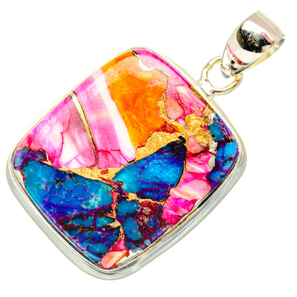 Kingman Pink Dahlia Turquoise Pendants handcrafted by Ana Silver Co - PD29221 - Photo 2