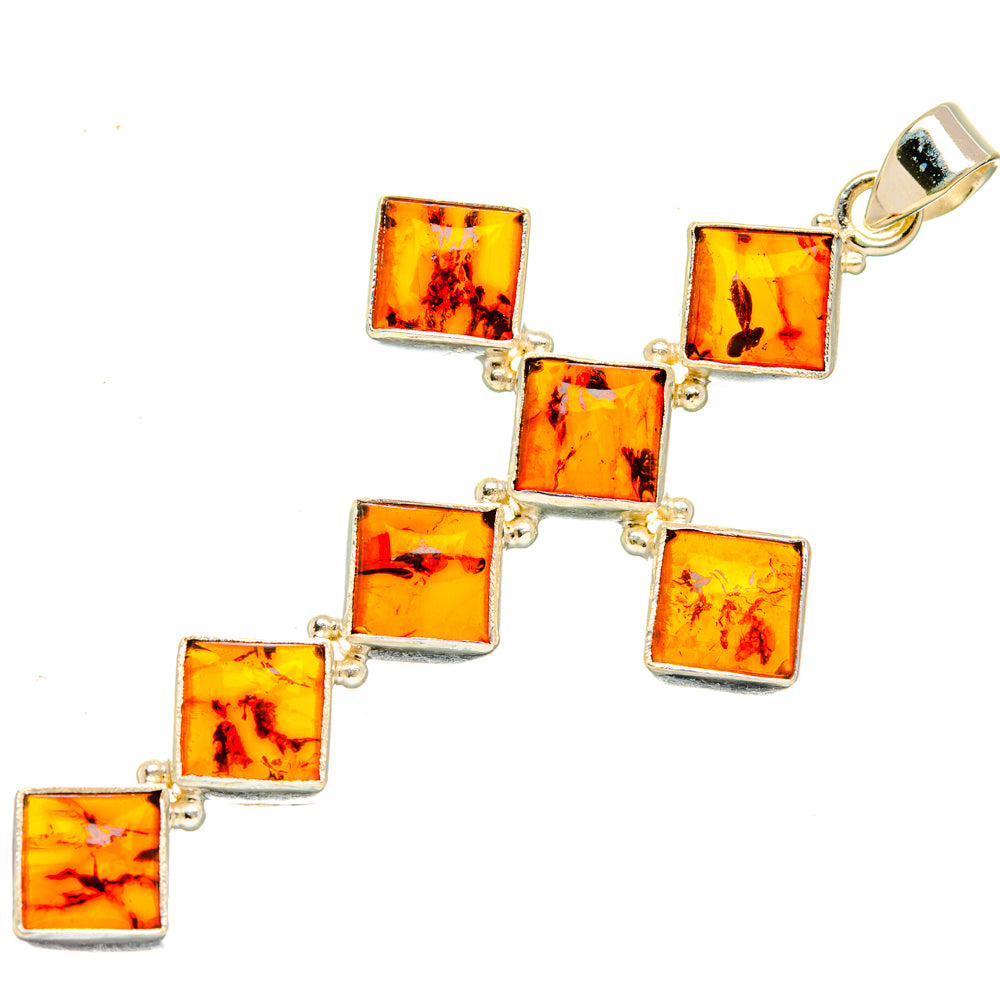 Baltic Amber Cross Pendants handcrafted by Ana Silver Co - PD29268 - Photo 2
