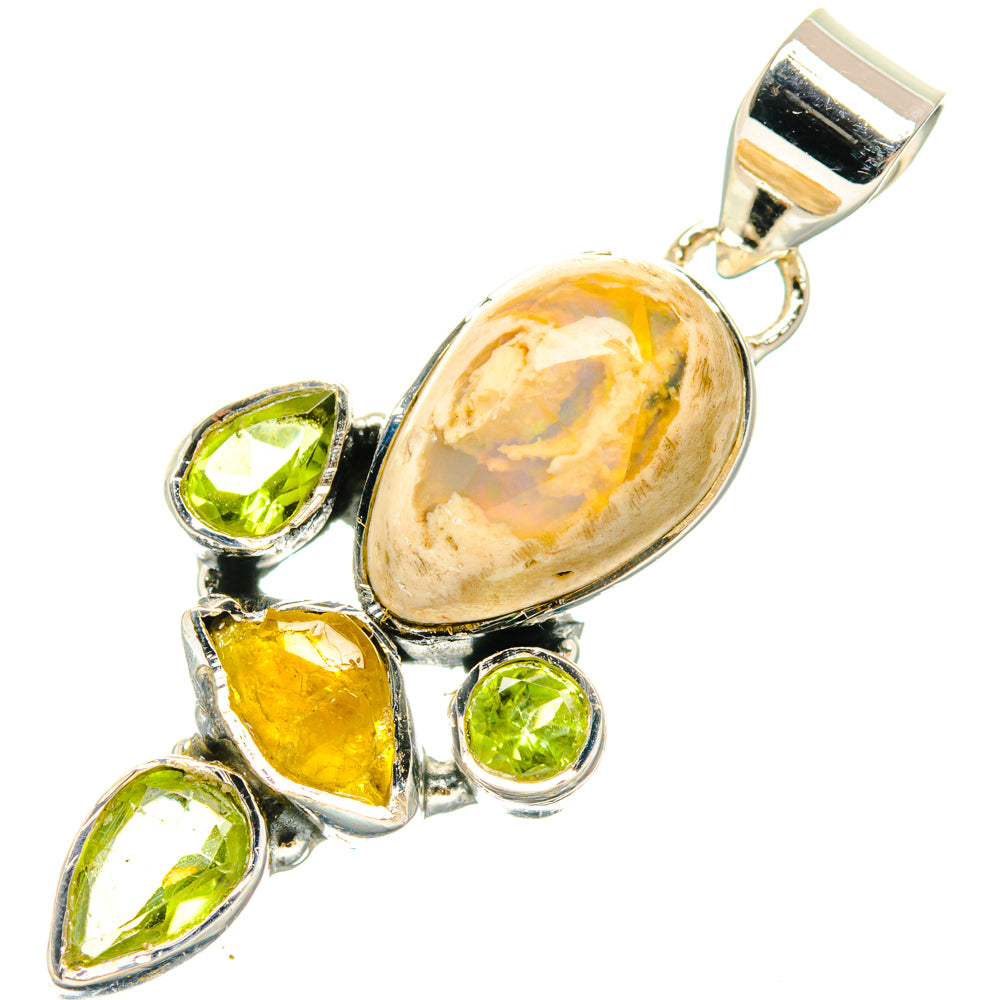 Mexican Fire Opal Pendants handcrafted by Ana Silver Co - PD29391 - Photo 2