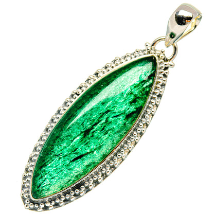 Green aventurine pendant with oval stone in 925 sterling silver bezel and bail