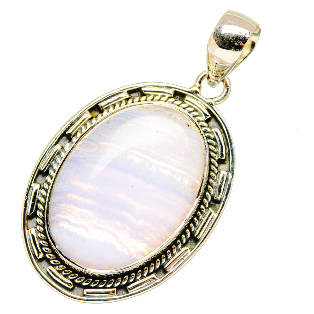 Blue Lace Agate Pendants handcrafted by Ana Silver Co - PD29484 - Photo 2