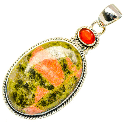 Unakite, Carnelian Pendants handcrafted by Ana Silver Co - PD29537 - Photo 2
