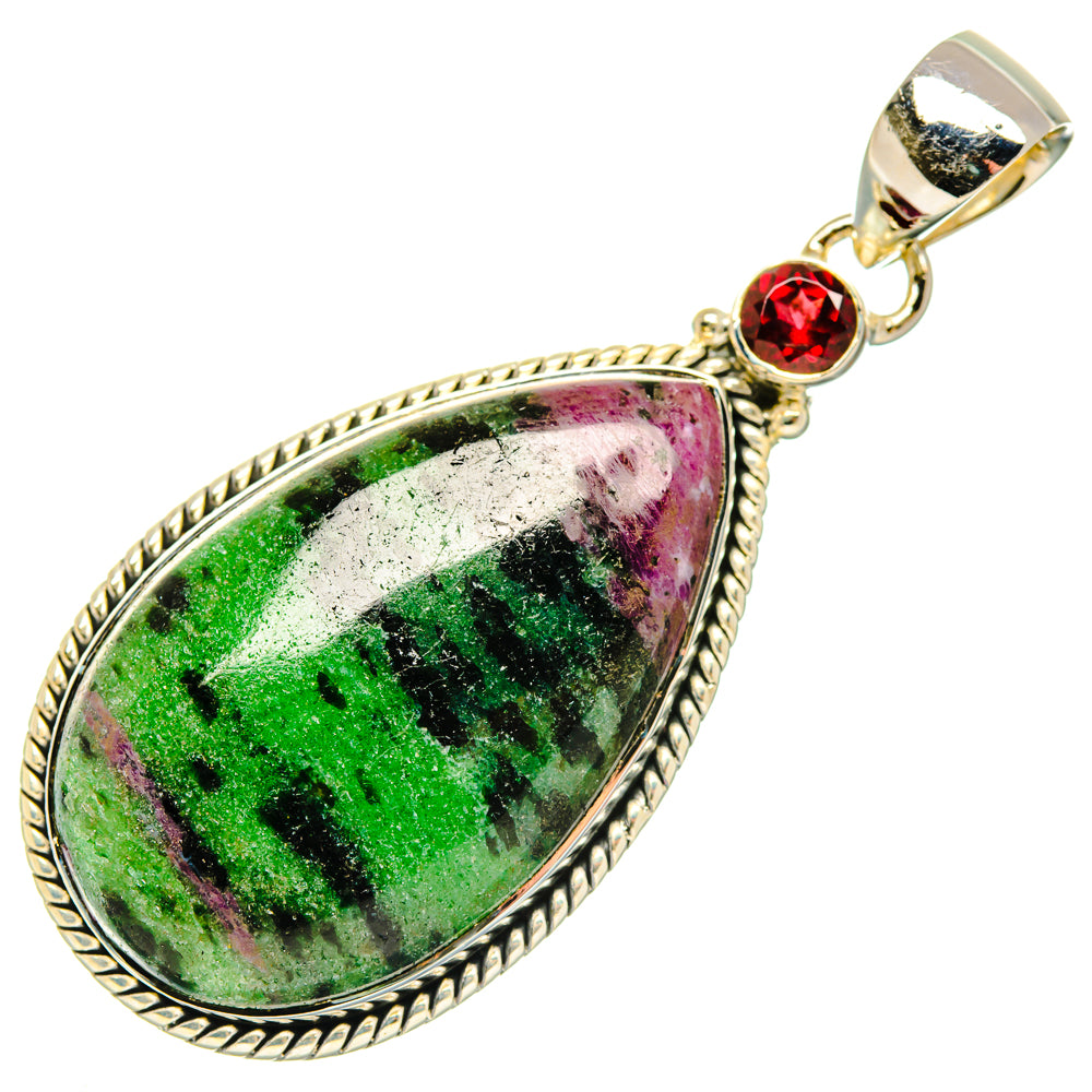 Ruby Zoisite, Garnet Pendants handcrafted by Ana Silver Co - PD29539 - Photo 2