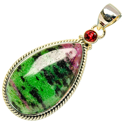 Ruby Zoisite, Garnet Pendants handcrafted by Ana Silver Co - PD29539 - Photo 2