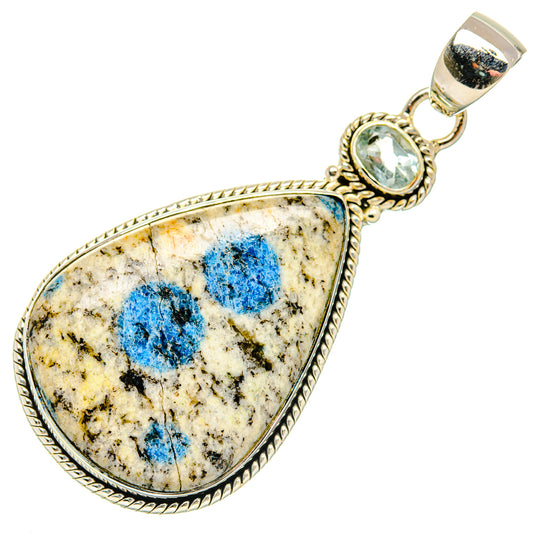 K2 Blue Azurite, Blue Topaz Pendants handcrafted by Ana Silver Co - PD29544 - Photo 2