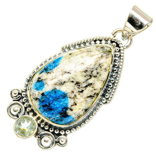K2 Blue Azurite, Blue Topaz Pendants handcrafted by Ana Silver Co - PD29574 - Photo 2