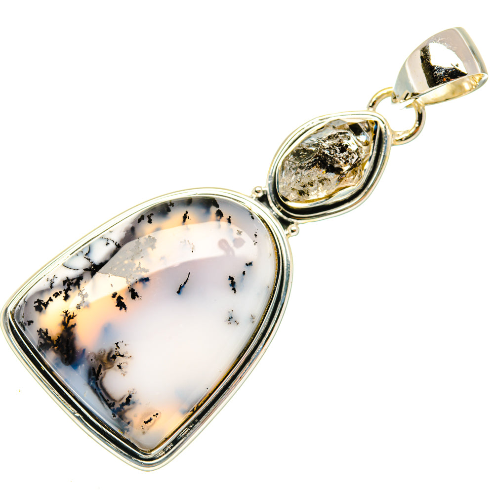 Dendritic Opal, Herkimer Diamond Pendants handcrafted by Ana Silver Co - PD29590 - Photo 2
