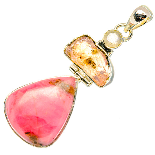 Pink Opal, Rose Quartz, Rainbow Moonstone Pendants handcrafted by Ana Silver Co - PD29598 - Photo 2