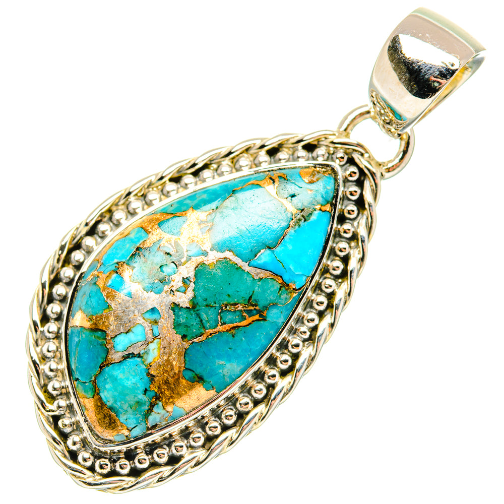Blue Copper Composite Turquoise Pendants handcrafted by Ana Silver Co - PD29599 - Photo 2