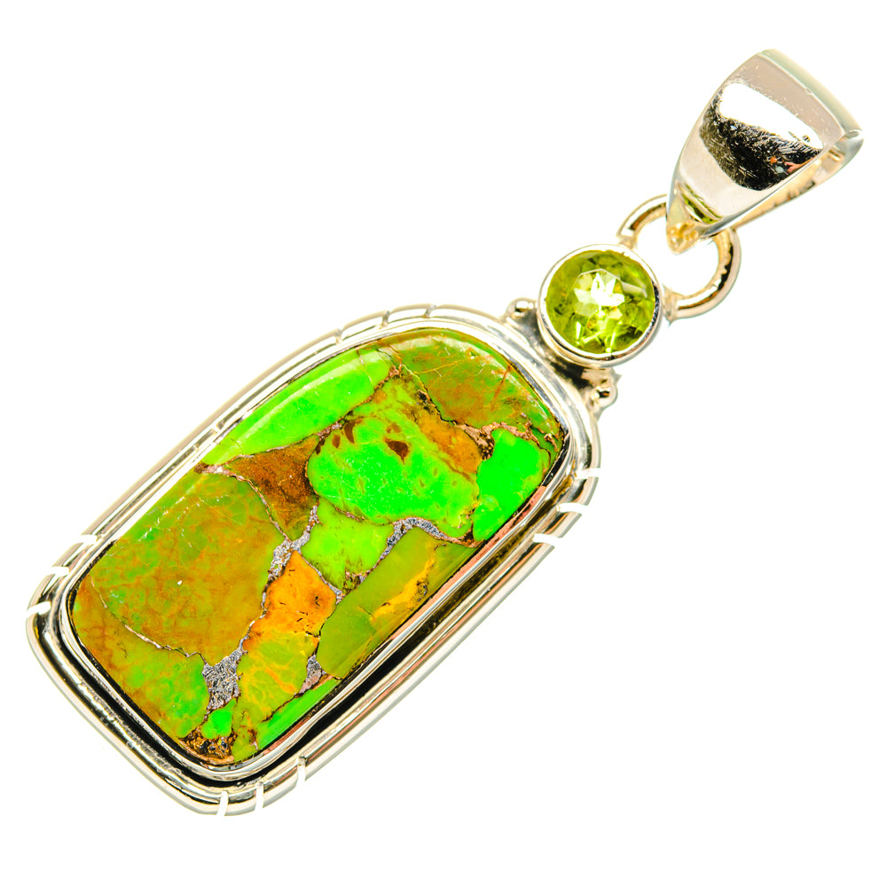 Green Copper Composite Turquoise, Peridot Pendants handcrafted by Ana Silver Co - PD29612 - Photo 2