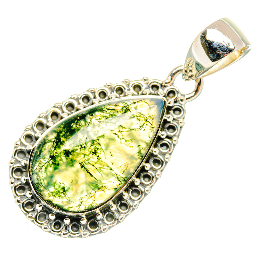Green Moss Agate Pendants handcrafted by Ana Silver Co - PD29619 - Photo 2