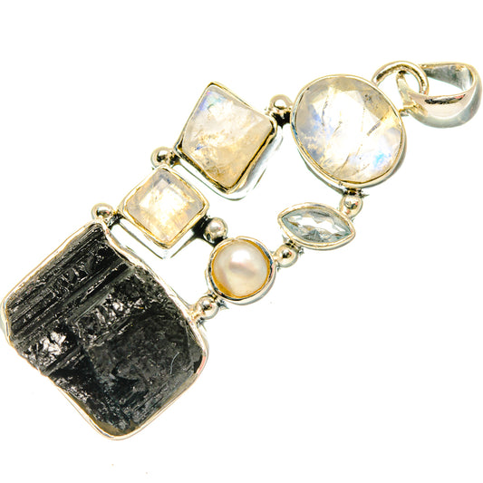 Tektite, Rainbow Moonstone, Blue Topaz, Cultured Pearl Pendants handcrafted by Ana Silver Co - PD29620 - Photo 2