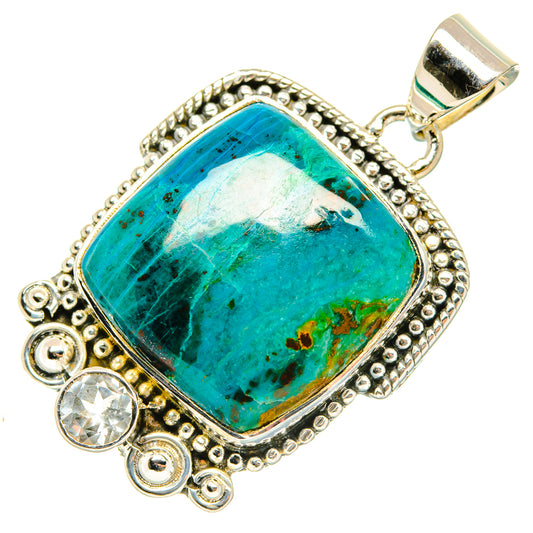 Chrysocolla, Blue Topaz Pendants handcrafted by Ana Silver Co - PD29622 - Photo 2