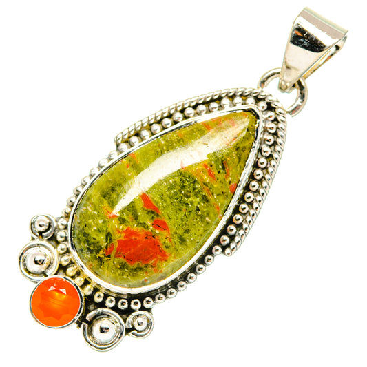 Unakite, Carnelian Pendants handcrafted by Ana Silver Co - PD29650 - Photo 2