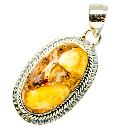 Sterling silver teardrop mookaite pendant, polished bail and bezel-set yellow-orange stone