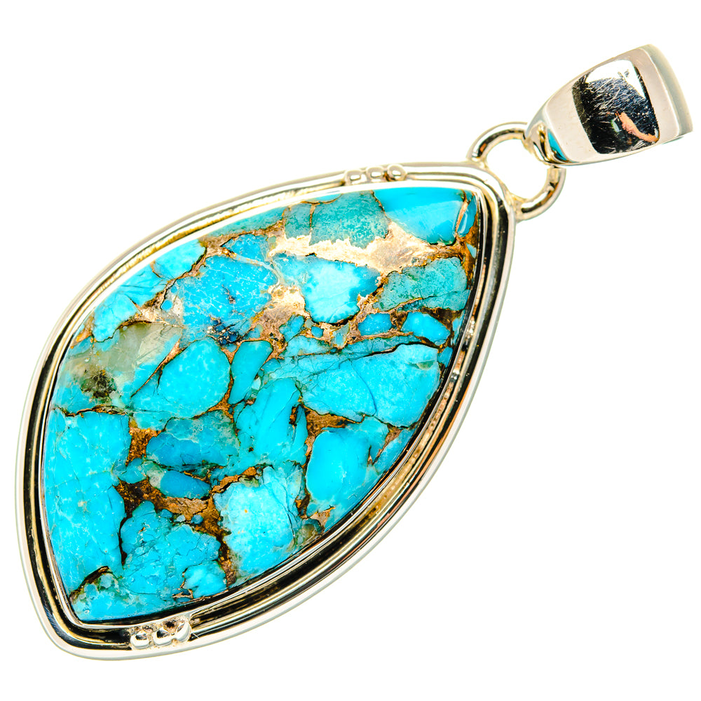 Blue Copper Composite Turquoise Pendants handcrafted by Ana Silver Co - PD29713 - Photo 2