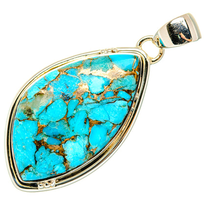 Blue Copper Composite Turquoise Pendants handcrafted by Ana Silver Co - PD29713 - Photo 2