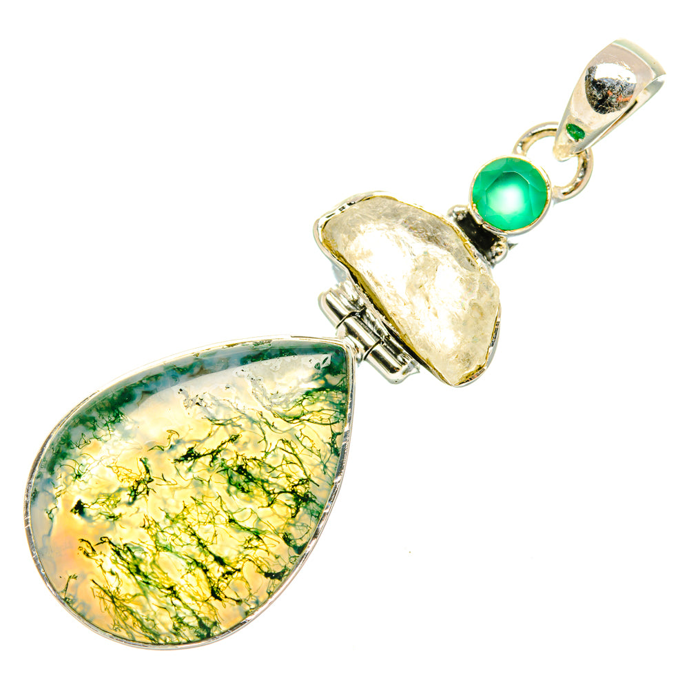 Green Moss Agate Pendants handcrafted by Ana Silver Co - PD29737 - Photo 2