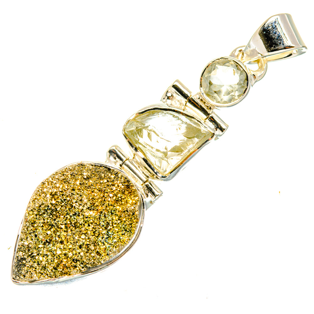 Spectro Pyrite Druzy Pendants handcrafted by Ana Silver Co - PD29791 - Photo 2
