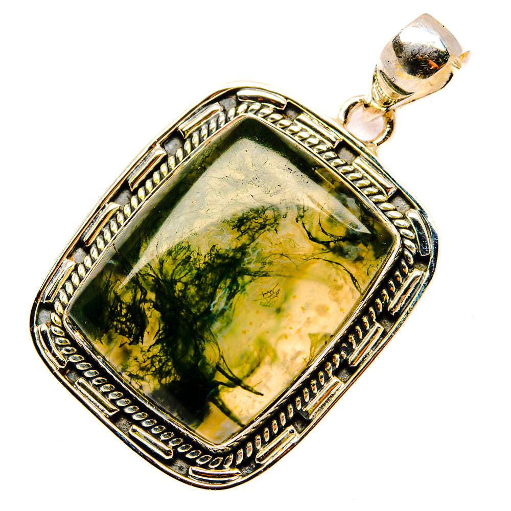 Green Moss Agate Pendants handcrafted by Ana Silver Co - PD29876 - Photo 2