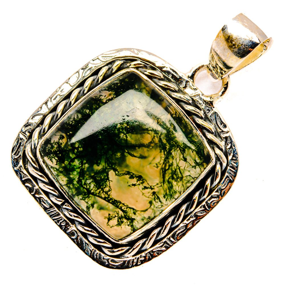 Green Moss Agate Pendants handcrafted by Ana Silver Co - PD29877 - Photo 2