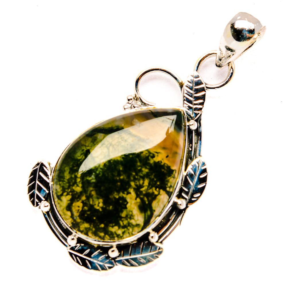 Green Moss Agate Pendants handcrafted by Ana Silver Co - PD29895 - Photo 2