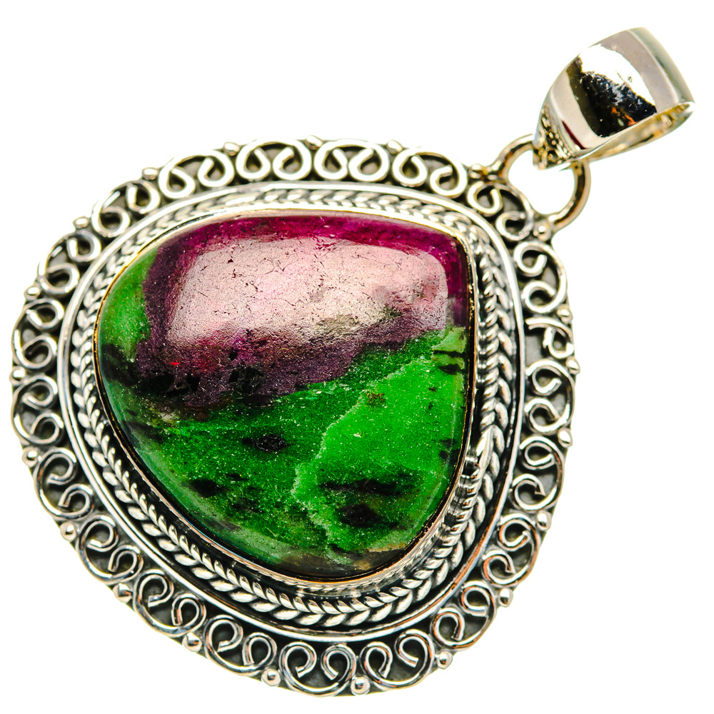 Ruby Zoisite Pendants handcrafted by Ana Silver Co - PD30039 - Photo 2