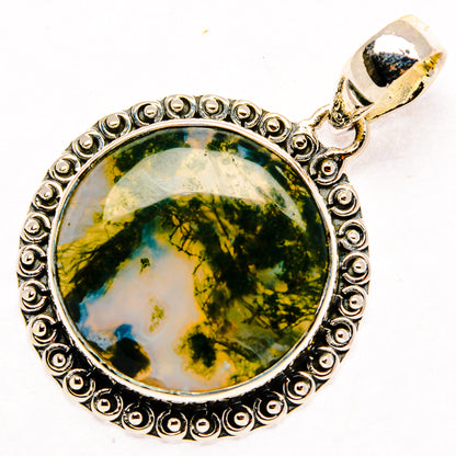 Green Moss Agate Pendants handcrafted by Ana Silver Co - PD30228 - Photo 2