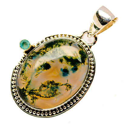 Green Moss Agate Pendants handcrafted by Ana Silver Co - PD30375 - Photo 2