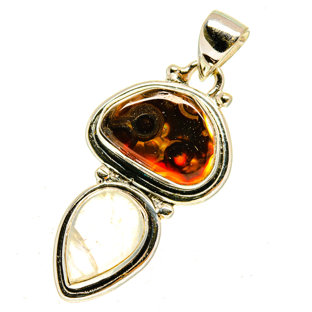 Mexican Fire Agate Pendants handcrafted by Ana Silver Co - PD3038
