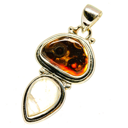 Mexican Fire Agate Pendants handcrafted by Ana Silver Co - PD3038