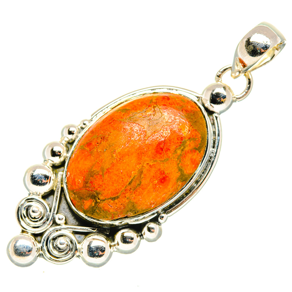 Orange Copper Composite Turquoise Pendants handcrafted by Ana Silver Co - PD30397 - Photo 2