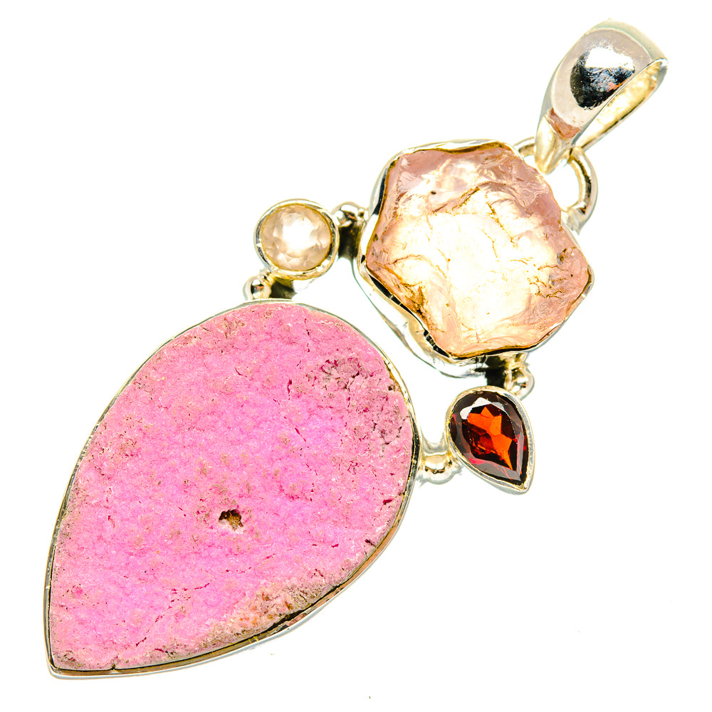 Cobalto Calcite Druzy Pendants handcrafted by Ana Silver Co - PD30408 - Photo 2