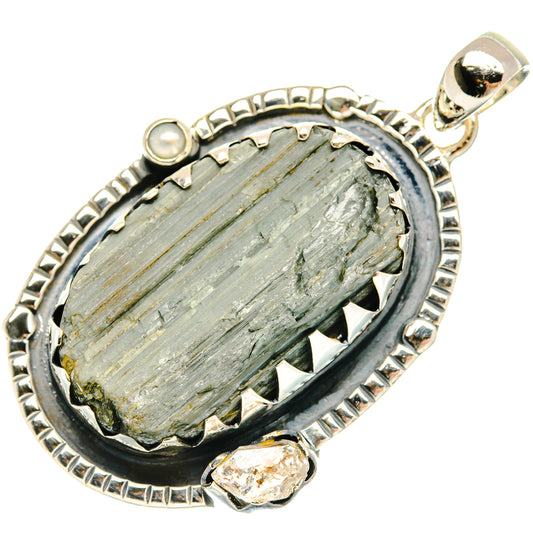 Green Tourmaline In Quartz Pendants handcrafted by Ana Silver Co - PD30465 - Photo 2