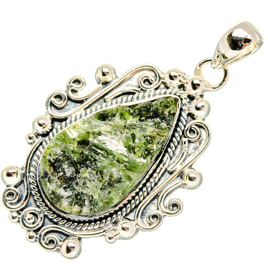 Green Tourmaline In Quartz Pendants handcrafted by Ana Silver Co - PD30484 - Photo 2