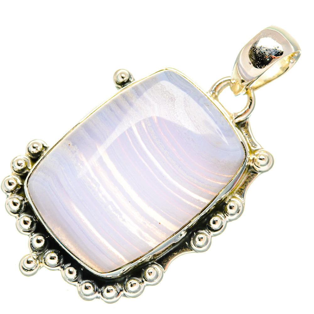 Blue Lace Agate Pendants handcrafted by Ana Silver Co - PD30485 - Photo 2