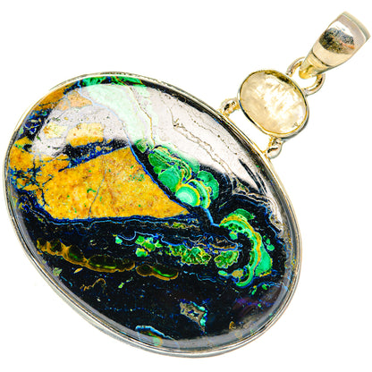 Oval multicolor stone pendant with sterling silver bail and polished bezel